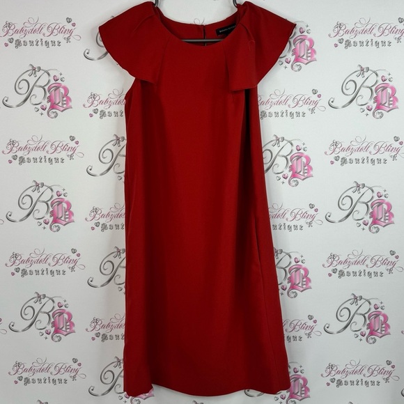 Banana Republic Dresses & Skirts - Banana Republic dress ruffle sleeves luxe Red Midi Dress keyhole opening